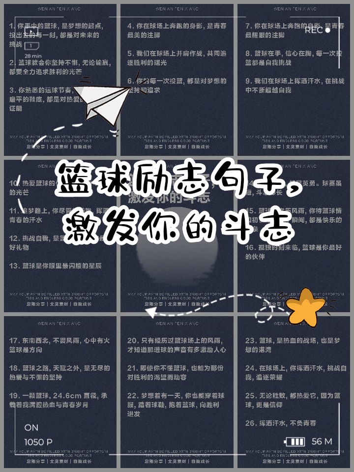 篮球训练励志文案怎么写简短